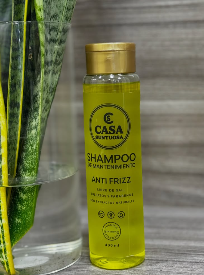 Shampoo anti frizz libre de sal y sulfatos